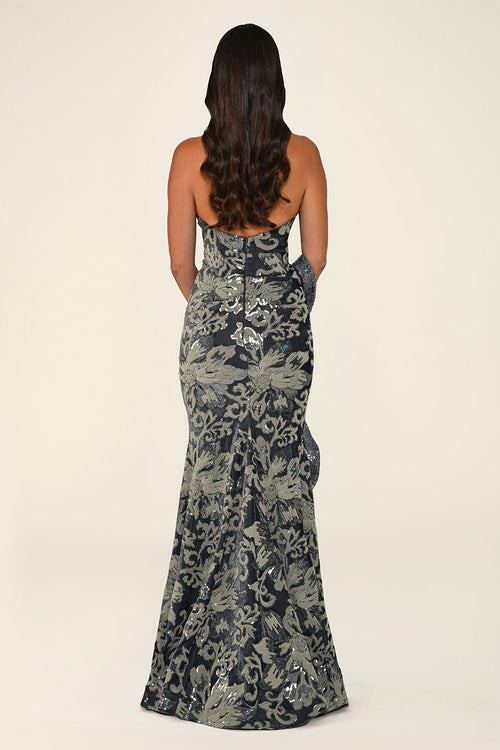 Ombrelle gown in grey, back view