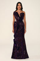 Ombrelle gown in purple, front view