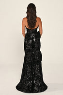 Ombrelle gown in black, back view