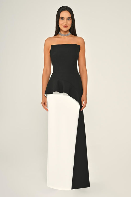 Lady Di  Dress - Maxi - Black & White
