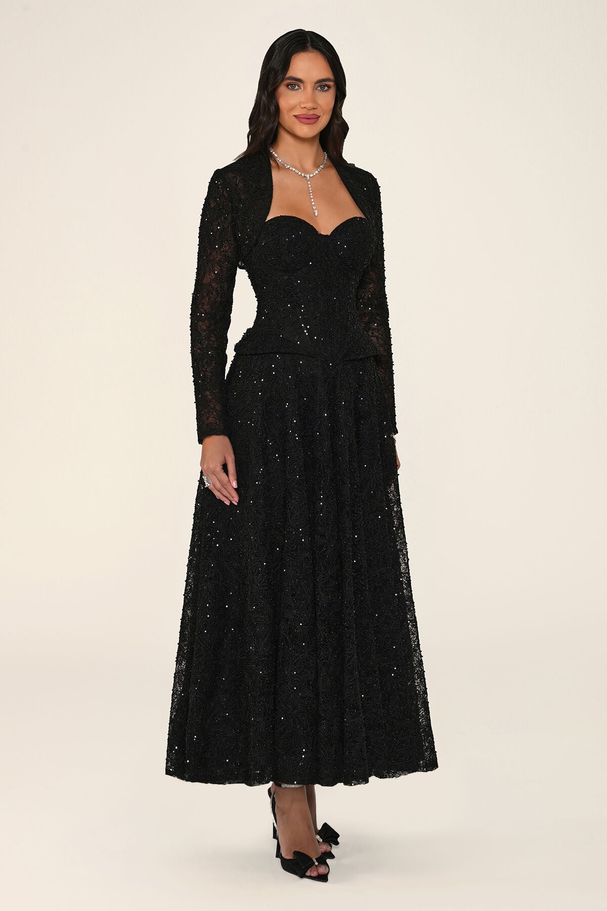 Clarisse dress in black, side view
